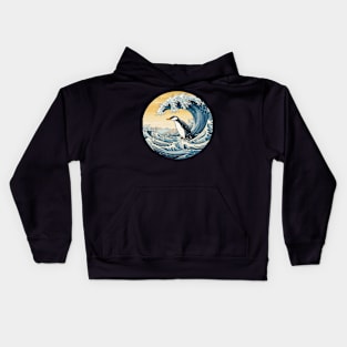 Funny Penguin Art The great wave off Kanagawa Japanese Kids Hoodie